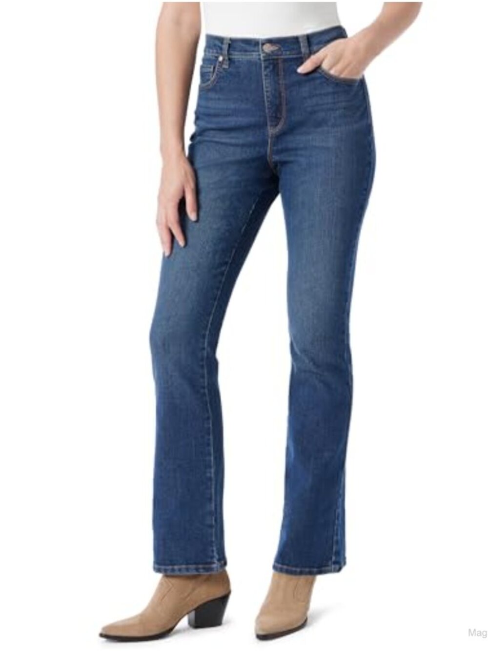 High Rise Bootcut Stretch Jeans with Pockets